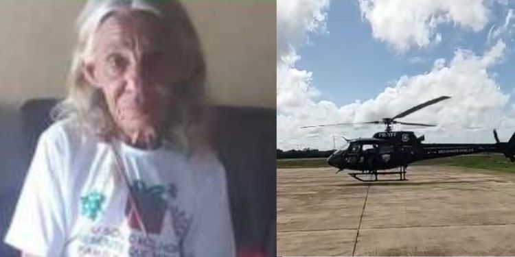 Idosa desaparece em Assú; helicóptero da Secretaria da Segurança Pública auxilia nas buscas