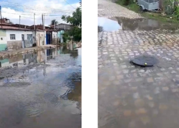 Morador denuncia problema em bueiro que transborda água de esgoto no Bairro Barrocas em Mossoró