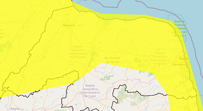 Inmet emite alerta de chuvas intensas em mais de 130 municípios do RN