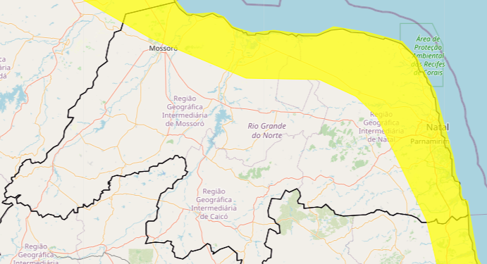 Inmet emite alerta de chuvas intensas em 63 municípios do RN