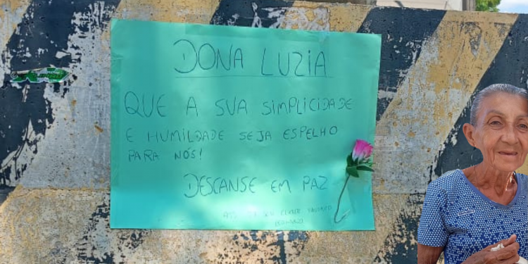 Mensagem em cartaz presta homenagem à idosa morta por atropelamento em Mossoró