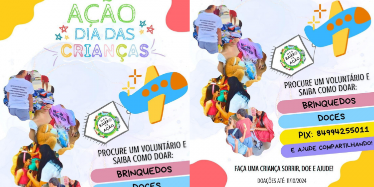 Projeto “Meu Bairro em Ação” promove arrecadação de brinquedos e doces para o Dia das Crianças