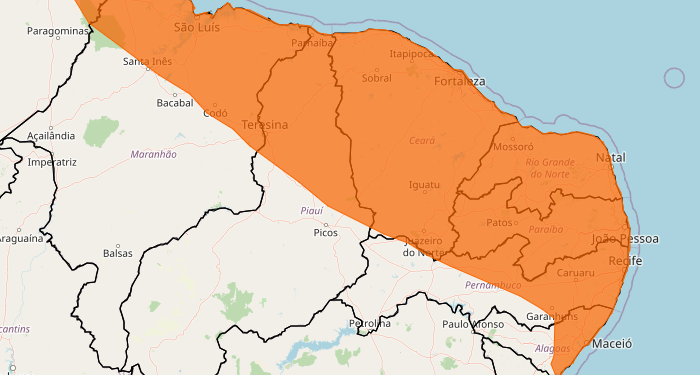 Inmet emite aviso de chuvas intensas em todo o RN