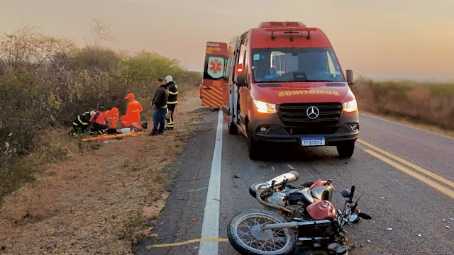 Motociclista de 20 anos fica ferido após colisão com jumento na BR-405 em Apodi